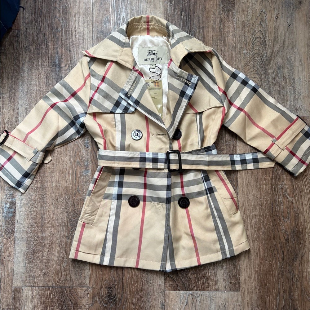 Burberry girls Plaid Trench Coat